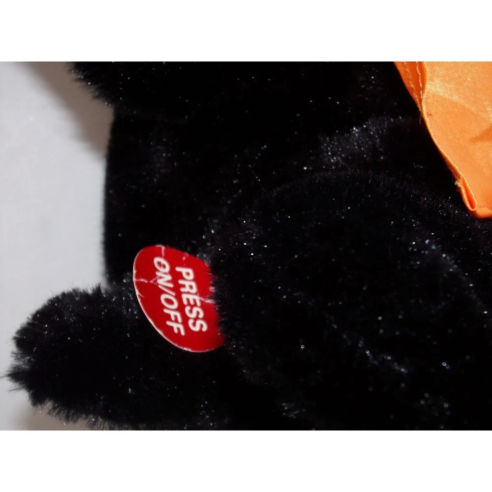 Halloween Black Cat Pumpkin Plush Animated Sings Moves to Black Magic Woman Song